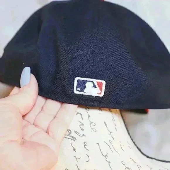 Atlanta Braves Multi Logo 59Fifty Fitted Hat Blue Size 7 Official On-Field Cap - Picture 5 of 10